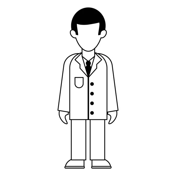 Medical avatar cartoon black and white — Stock Vector