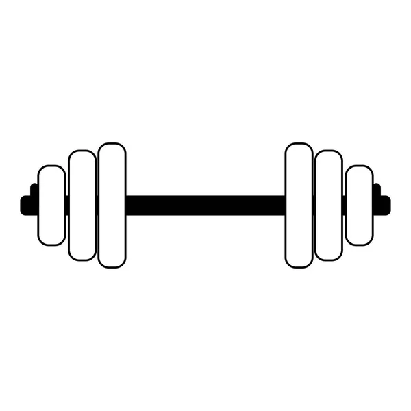 Símbolo de mancuerna de gimnasio aislado blanco y negro — Vector de stock