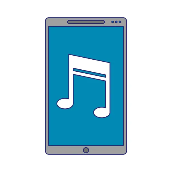 Linhas azuis de música e smartphone — Vetor de Stock