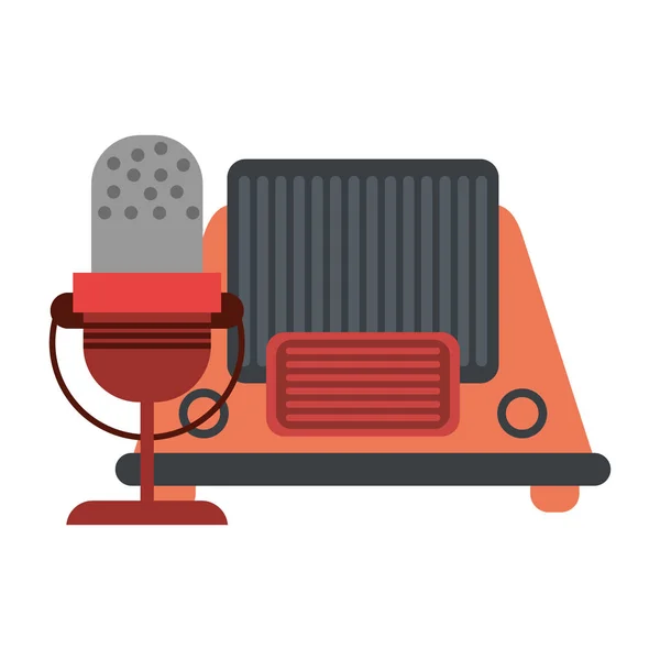 Vintage old radio and microphone — Stock Vector