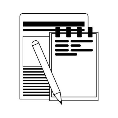 İş ve office öğeleri siyah ve beyaz