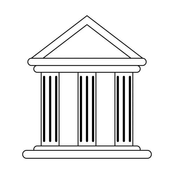Bank épülete szimbólum izolált fekete-fehér — Stock Vector