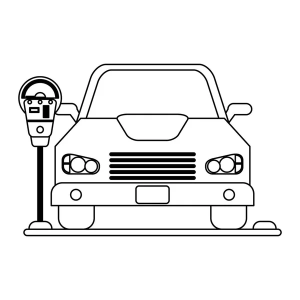 Auto op de parking van zone zwart-wit — Stockvector