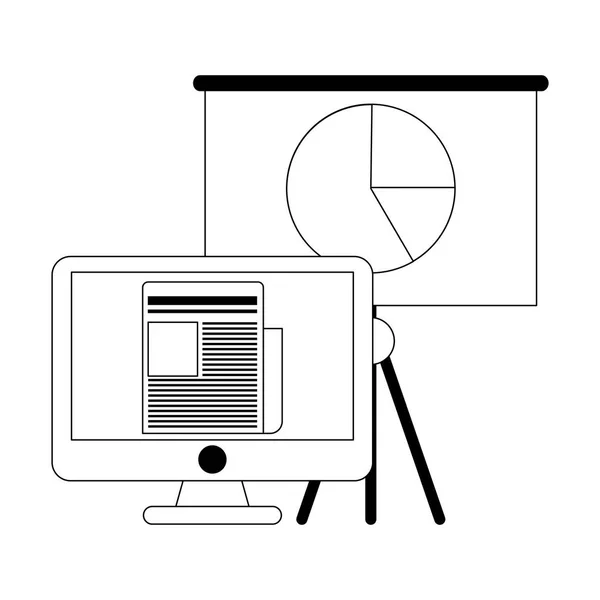 Éléments d'affaires et de bureau noir et blanc — Image vectorielle