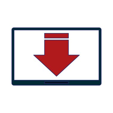 Tablet indir sembol teknoloji mavi çizgiler