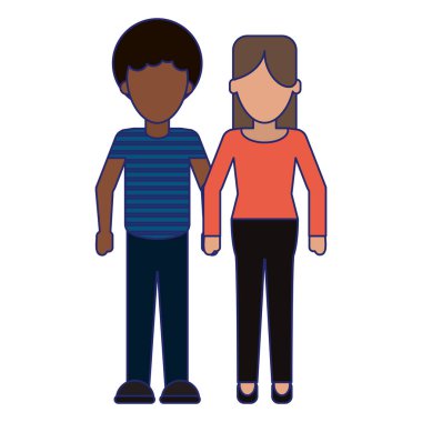 genç bir çift mavi çizgiler meçhul karikatür