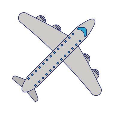 Jet uçak sembolü izole mavi çizgiler