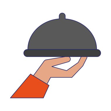 Restoran el çanak kubbe mavi çizgiler tutarak