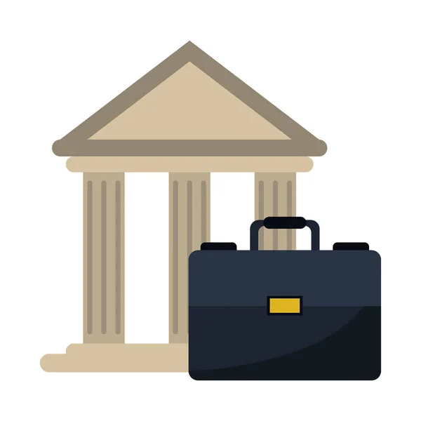 Bankgebäude und Aktenkoffer-Symbol — Stockvektor