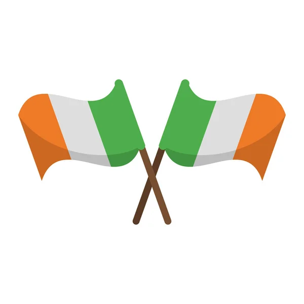 Banderas de Irlanda símbolo cruzado — Vector de stock