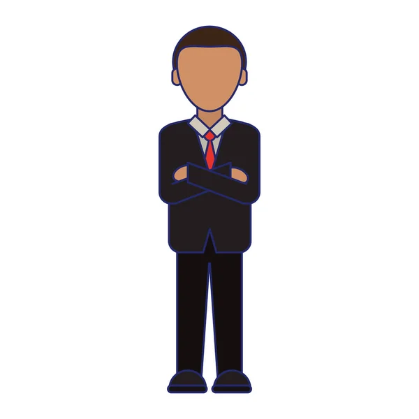 Homme d'affaires exécutif dessin animé lignes bleues sans visage — Image vectorielle