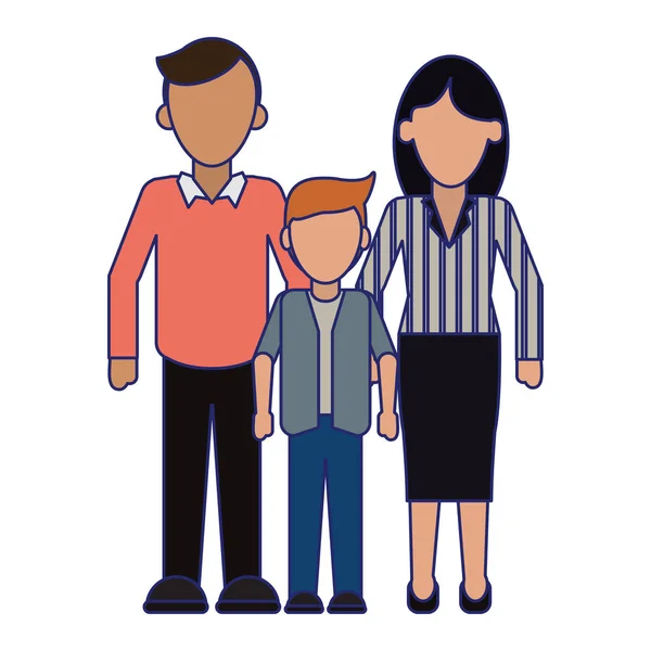 Aile Executive anne oğlu mavi çizgilerle meçhul — Stok Vektör