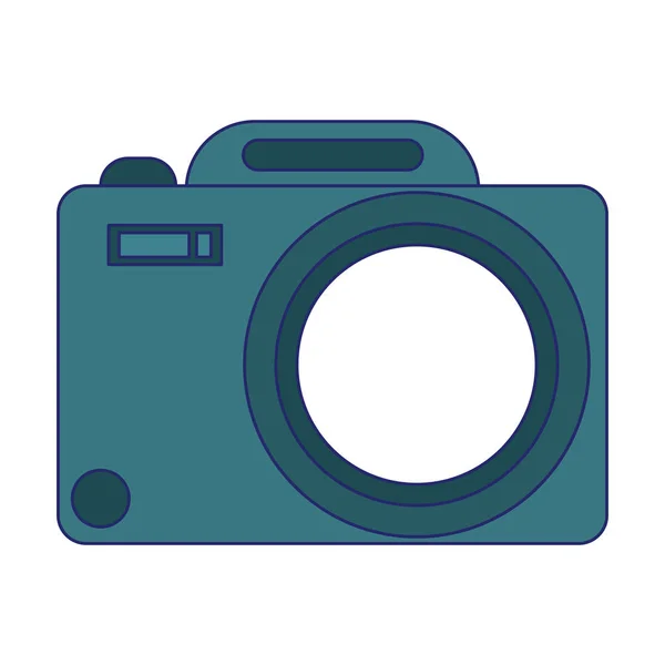 Vintage photographic camera symbol blue lines — стоковый вектор