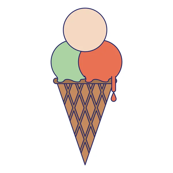 Cono gelato con palette linee blu — Vettoriale Stock