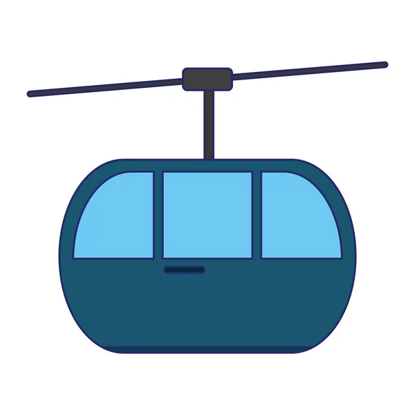 Kötélpálya kabin szimbólum izolált kék vonalak — Stock Vector