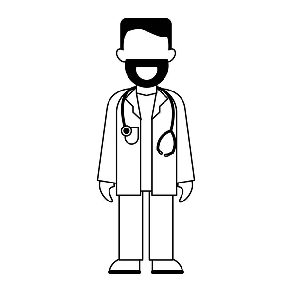 Medische avatar cartoon zwart-wit — Stockvector