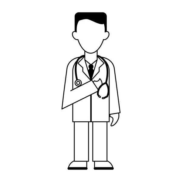 Medicinsk avatar tecknad svart och vitt — Stock vektor