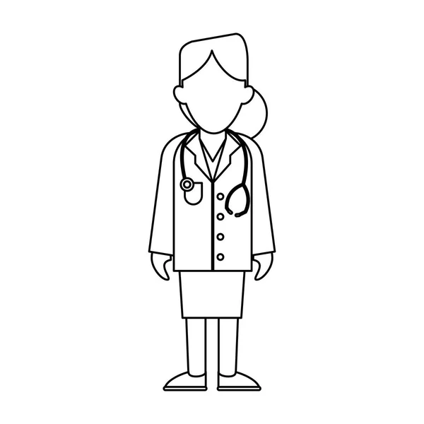 Medizinischer Avatar Cartoon schwarz-weiß — Stockvektor