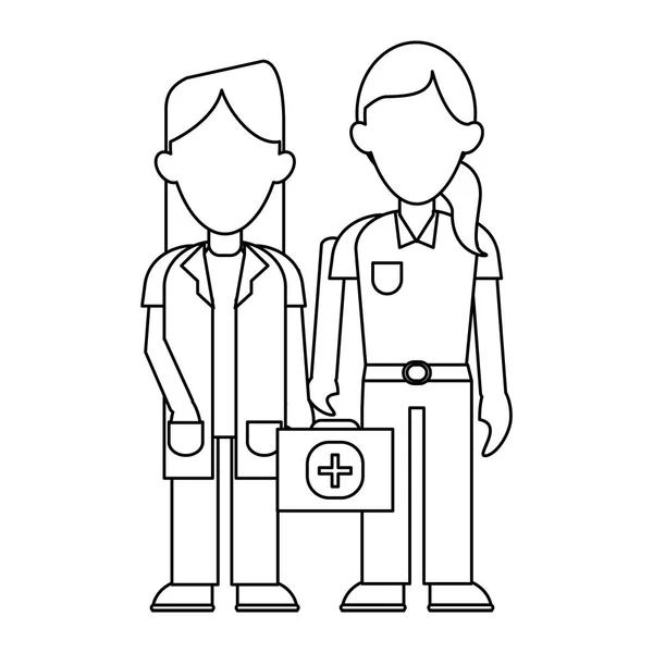 Medical Teamwork Avatar schwarz auf weiß — Stockvektor