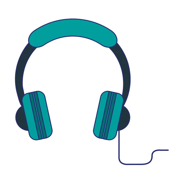 Music headphones device symbol blue lines — Stock Vector