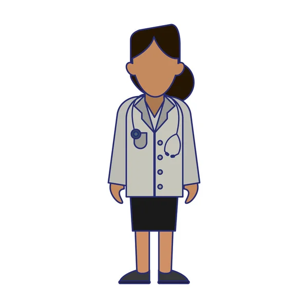 Médico avatar dibujos animados líneas azules — Vector de stock