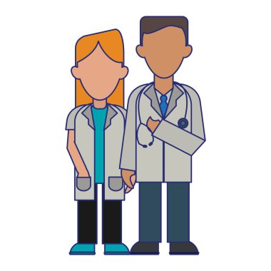 Tıbbi ekip çalışması avatar mavi çizgiler