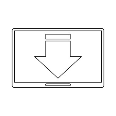 Tablet indir sembol teknoloji siyah beyaz