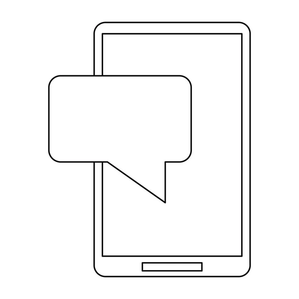 Akıllı telefon sohbet kabarcık sembol siyah beyaz — Stok Vektör