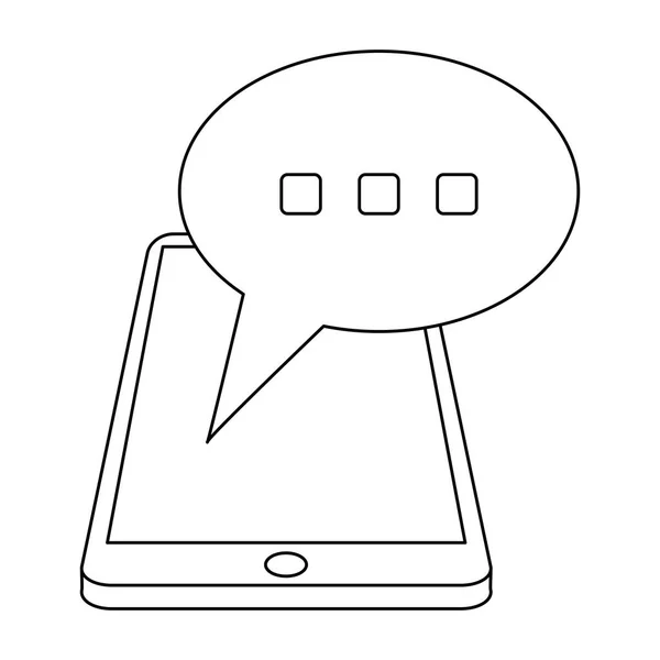 Smartphone chat bulle symbole en noir et blanc — Image vectorielle