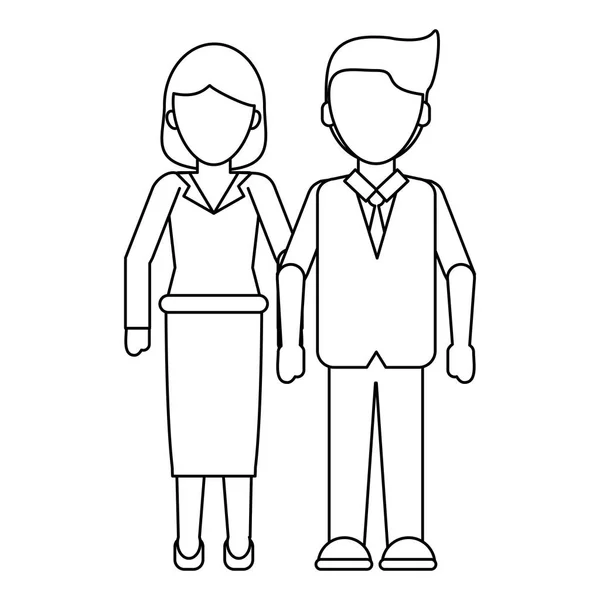 Geschäftsführendes Paar gesichtslos in Schwarz-Weiß — Stockvektor