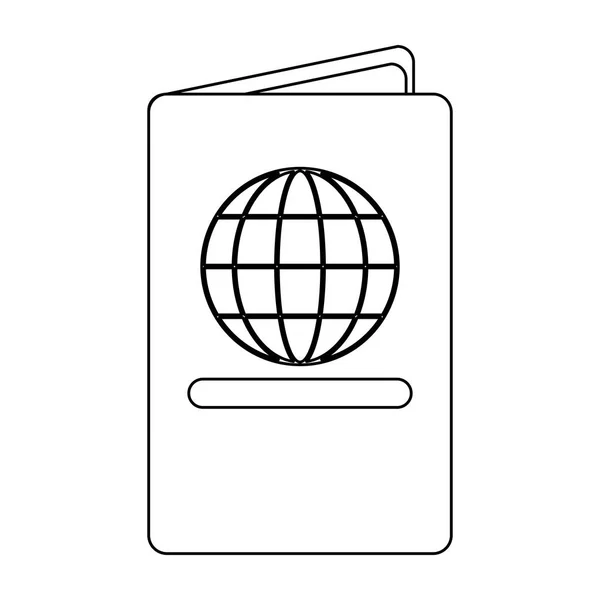 Passaporte documento de viagem id em preto e branco —  Vetores de Stock