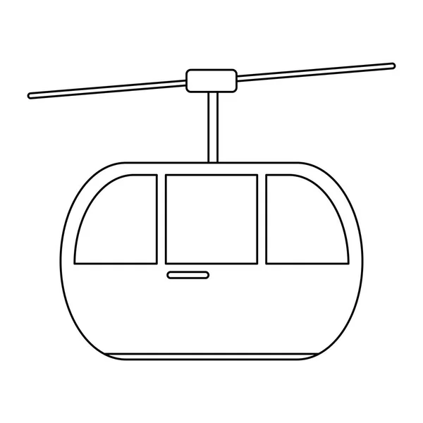 Symbole cabine à câble isolé en noir et blanc — Image vectorielle