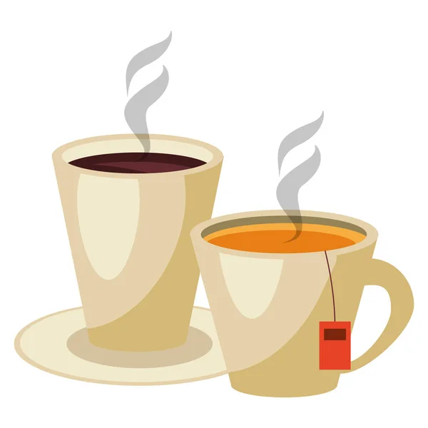 Xícaras de café e chá —  Vetores de Stock