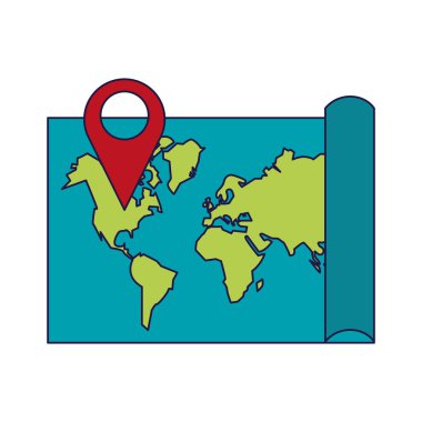 PIN konumu simgesi olan Dünya Haritası