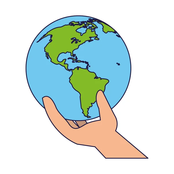 世界地球を持っている手 — ストックベクタ