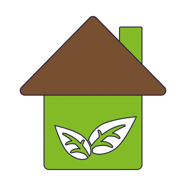 Ecologie groene huis met blad symbool — Stockvector
