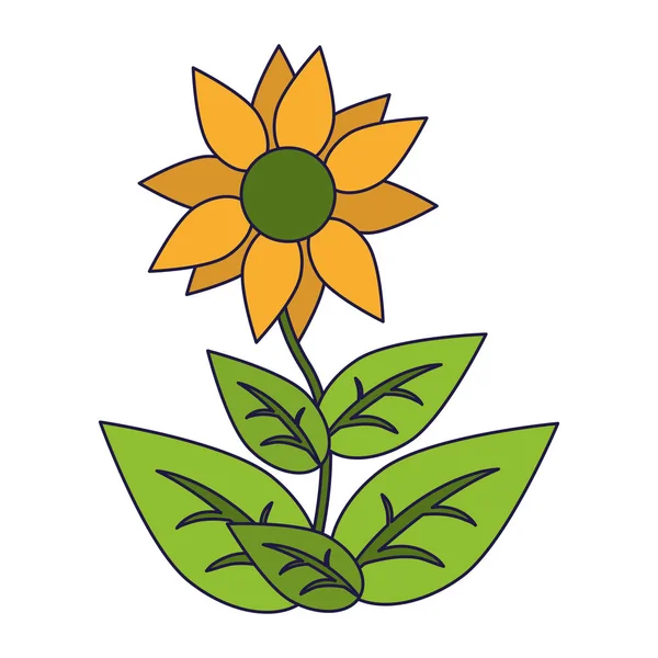 Słonecznik z liści na białym tle — Wektor stockowy