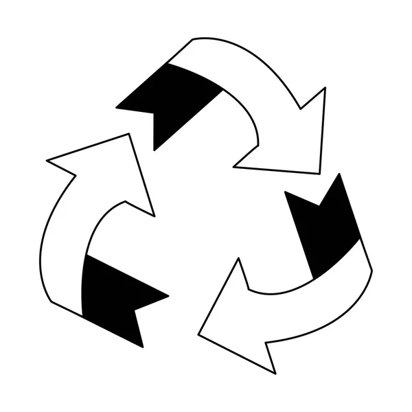 Reciclar reduzir símbolo de reutilização em preto e branco — Vetor de Stock