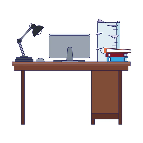 Schreibtisch mit Computerlicht und Laken — Stockvektor