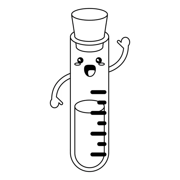 Kawaii chemistry flask cartoon in black and white — Stock Vector