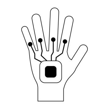 Robot el teknolojisi siyah beyaz