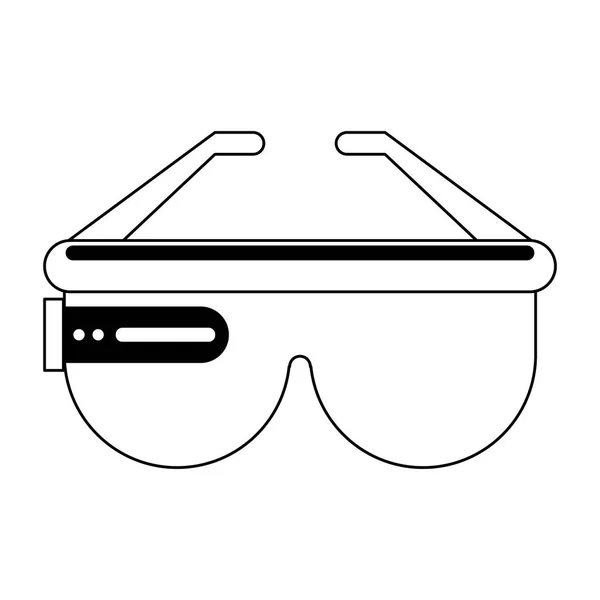 Nositelná technologie chytré brýle v černé a bílé — Stockový vektor