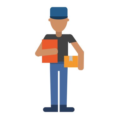 Kurye kutuları profesyonel çalışan avatar ile