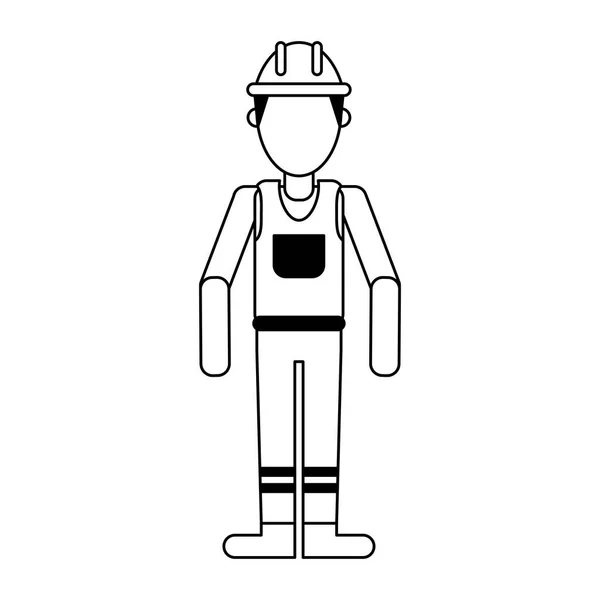 Construction worker avatar in black and white — Stock Vector