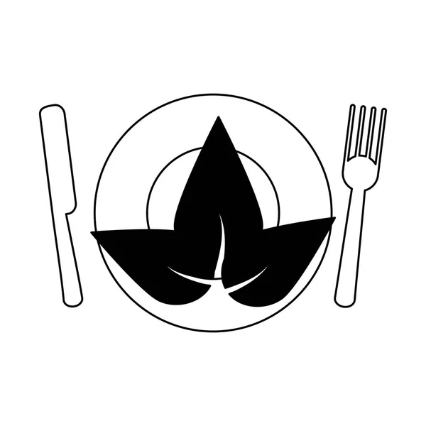 Symbol für gesunde Ernährung in schwarz-weiß — Stockvektor