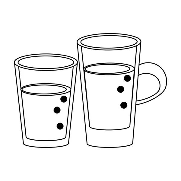 Copos de suco de desintoxicação isolados em preto e branco — Vetor de Stock