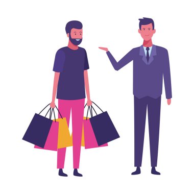 adam alışveriş torbaları ve süpermarket Yöneticisi