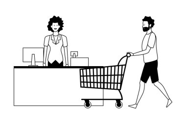 alışveriş kadın elbise adam ve siyah-beyaz danışmanlık adam alışveriş merkezi