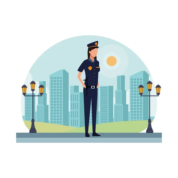 Policía oficial mujer trabajador avatar — Archivo Imágenes Vectoriales
