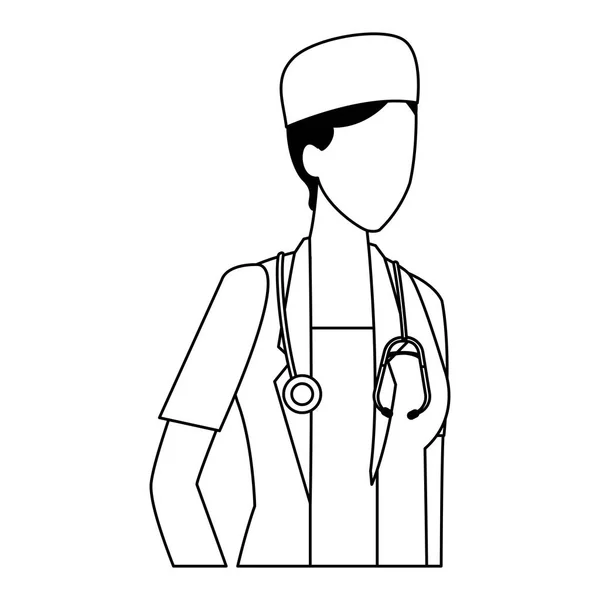 Doctor Trabajos y profesiones avatar en blanco y negro — Vector de stock